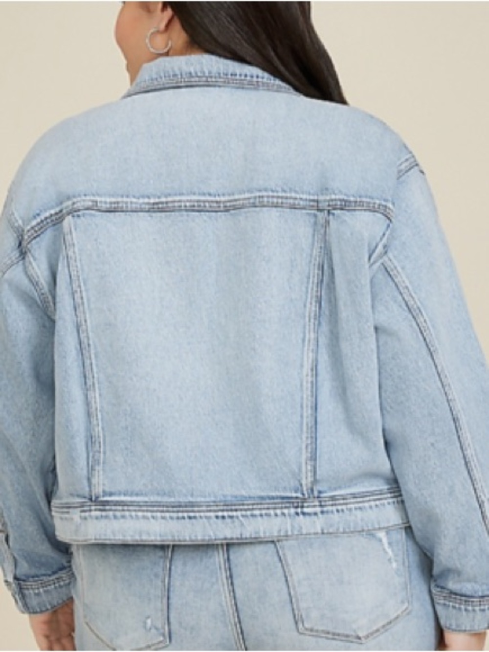 Maurices oversized crop Light Blue jean Jacket - Picture 6 of 7